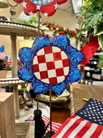 Load image into Gallery viewer, All American Flowers Blue, Red, White Patterns Metal Stakes Set of 5
