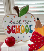 Load image into Gallery viewer, Back to School Apple Metal Stake Polka Dot Pattern

