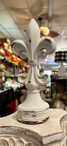 White Distressed Fleur de lis