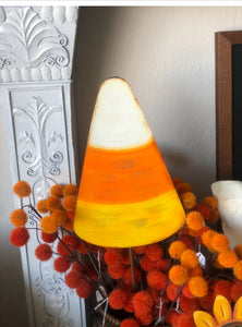 Fall/Halloween: Candy Corn Metal Stake with Galvanized Edge