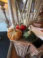 Load image into Gallery viewer, Warm Orange Velvet 6.5” Plush Fabric Pumpkin
