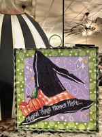 Load image into Gallery viewer, Witch Hat Mini Print with Galvanized Frame Magical Things Happen Here
