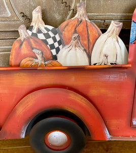 Pile of Orange/White Pumpkins with Black & White Check Pumpkin Metal Stake and Easel