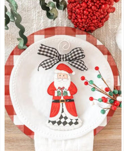 Santa Claus Harlequin Metal Ornament