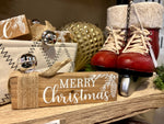 Load image into Gallery viewer, Set of 4 Signs w/ Burlap Bow and Silver Bell 6&quot;length Noel, Believe, Merry Christmas, Joy
