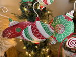 Load image into Gallery viewer, Set of 3 Large Red, White, &amp; Green Metal Ornaments
