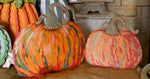 Load image into Gallery viewer, Artful Orange and Green Pumpkins Set of 2 Metal Stakes
