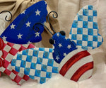 Load image into Gallery viewer, Patriotic Check, Stars &amp; Stripes Bugs Red White &amp; Blue Metal Stake
