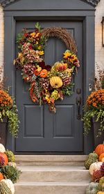 Load image into Gallery viewer, Luxe Large 34” Fall Leopard Pumpkin Hydrangea Floral Wreath
