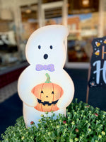 Load image into Gallery viewer, Bow Tie White Ghost Metal Stake
