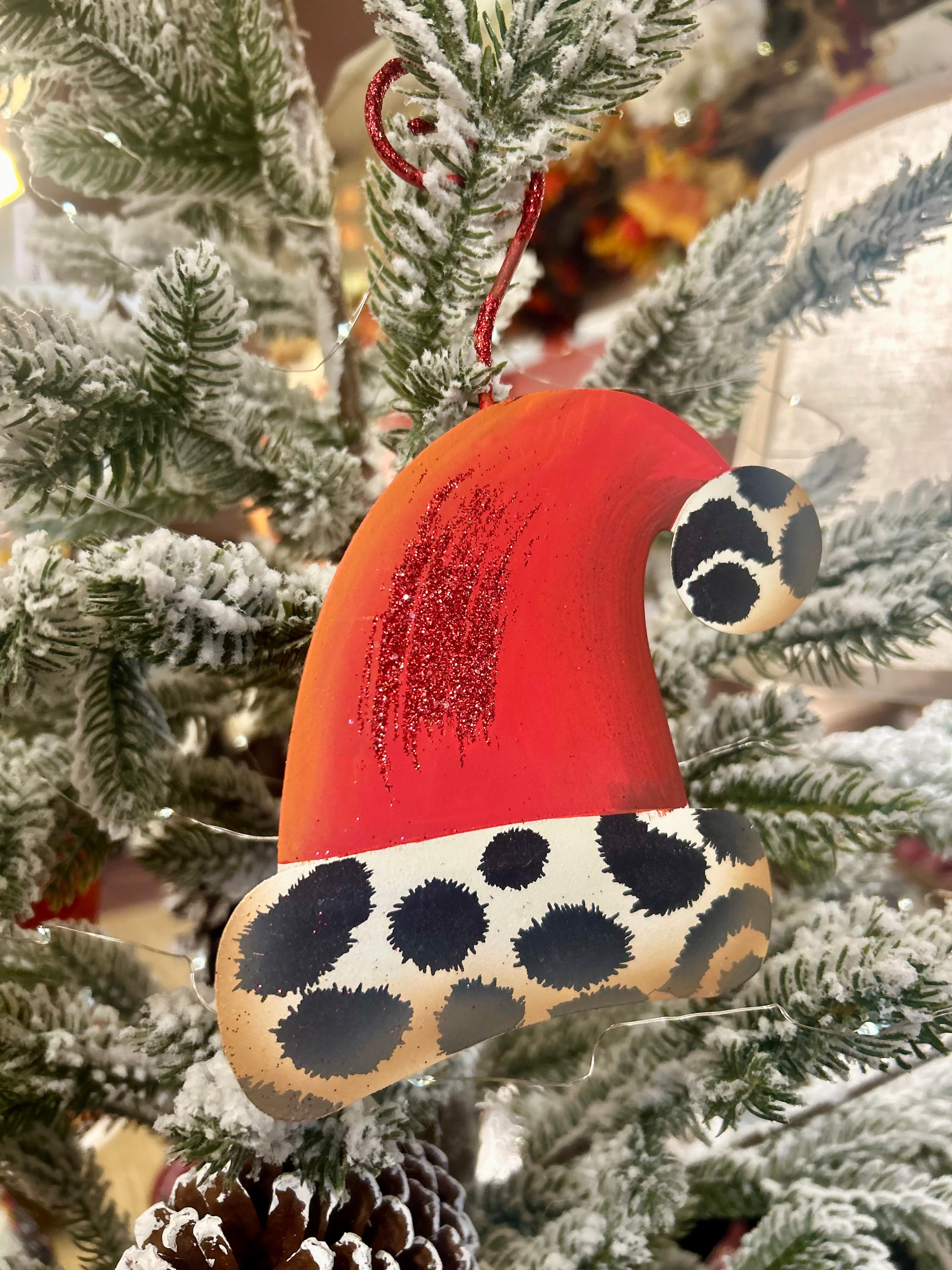 Red Stocking Leopard Set of 3 Ornaments