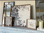 Load image into Gallery viewer, Cow White and Tan Art with Wood Frame 8”x8”
