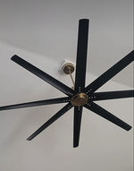 Load image into Gallery viewer, Aged Brass and Black Fleet Ceiling Fan - 72” or 56” DAMP Rated Fan Indoor or Outdoor
