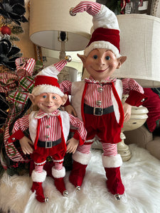 Posable Red & White Elf 22” with Bells