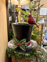 Load image into Gallery viewer, Red Cardinal Black Top Hat Arrow Replacement with Open Top for Florals
