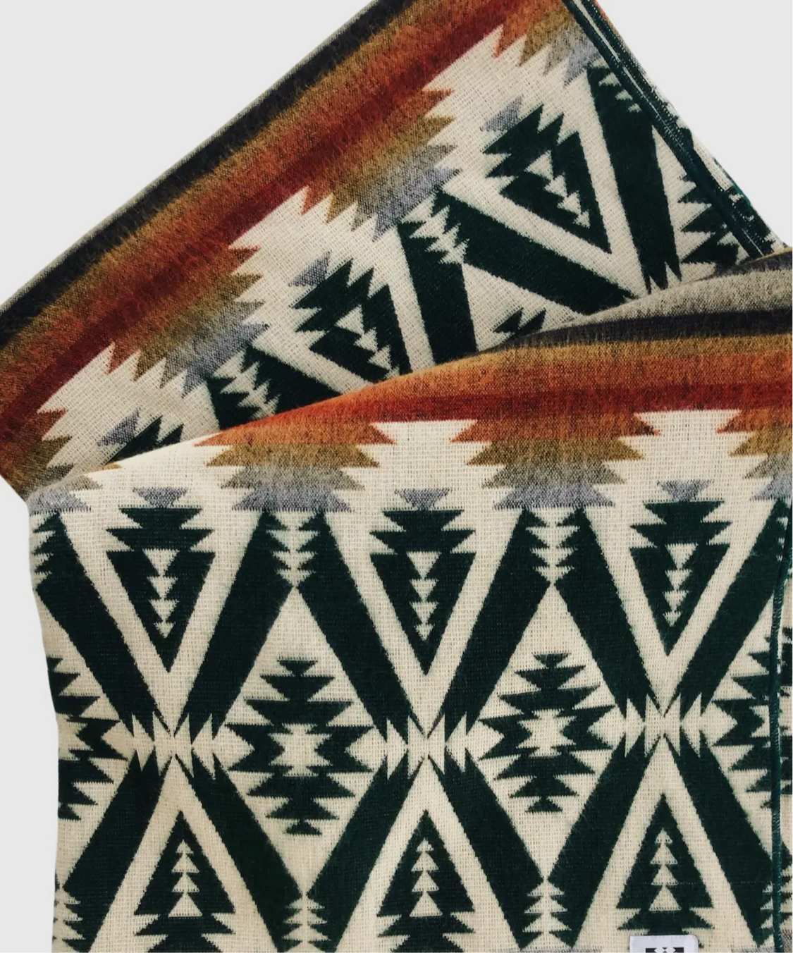 Aztec Quichua Forest Green, Terra Cotta, Charcoal Gray,Natural, and Black Reversible Blanket