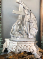 Load image into Gallery viewer, Christmas White Holy Family Resin with Manger and Cross
