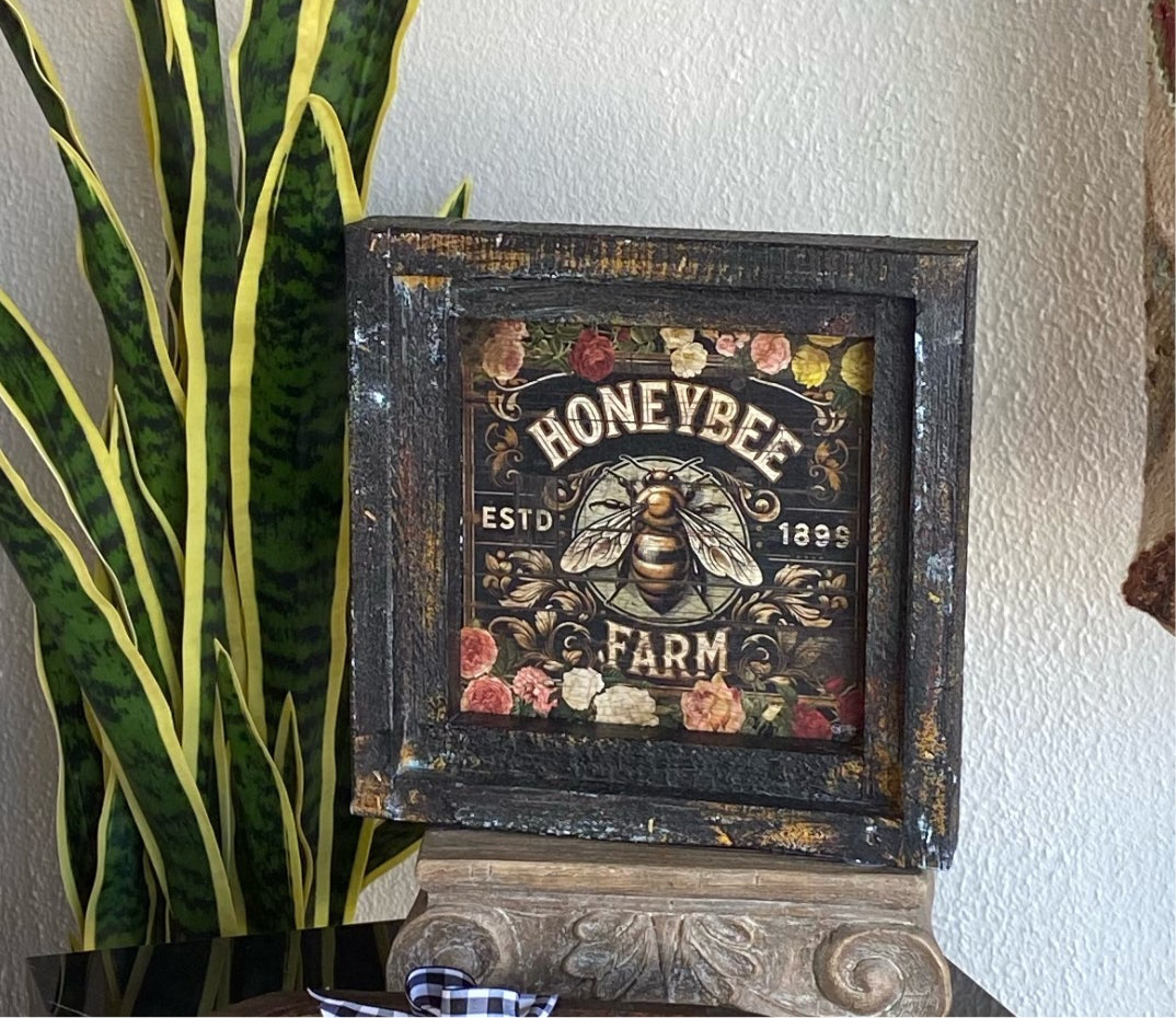 Rustic Boho Honey Bee Distressed Frame