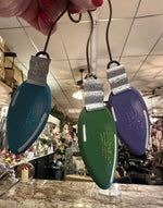 Load image into Gallery viewer, Set of 6 Vintage Bulbs Metal Ornaments with Attached Hooks
