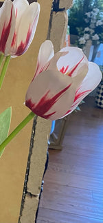 Load image into Gallery viewer, Real Touch White and Red Large  Tulips Pack of 8 (White and Red)
