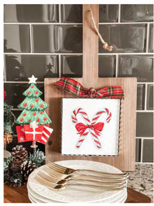 Christmas Candy Canes with Red Bow Mini Print