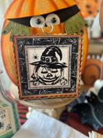 Load image into Gallery viewer, Mini Jack-o-lantern Shimmering Mini Print in Black and Orange
