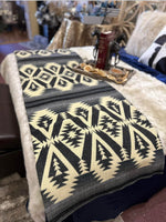 Load image into Gallery viewer, Aztec Quichua Charcoal Gray,Natural Reversible Blanket
