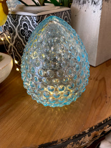 Glass Blue Hobnail Egg Easter Decor