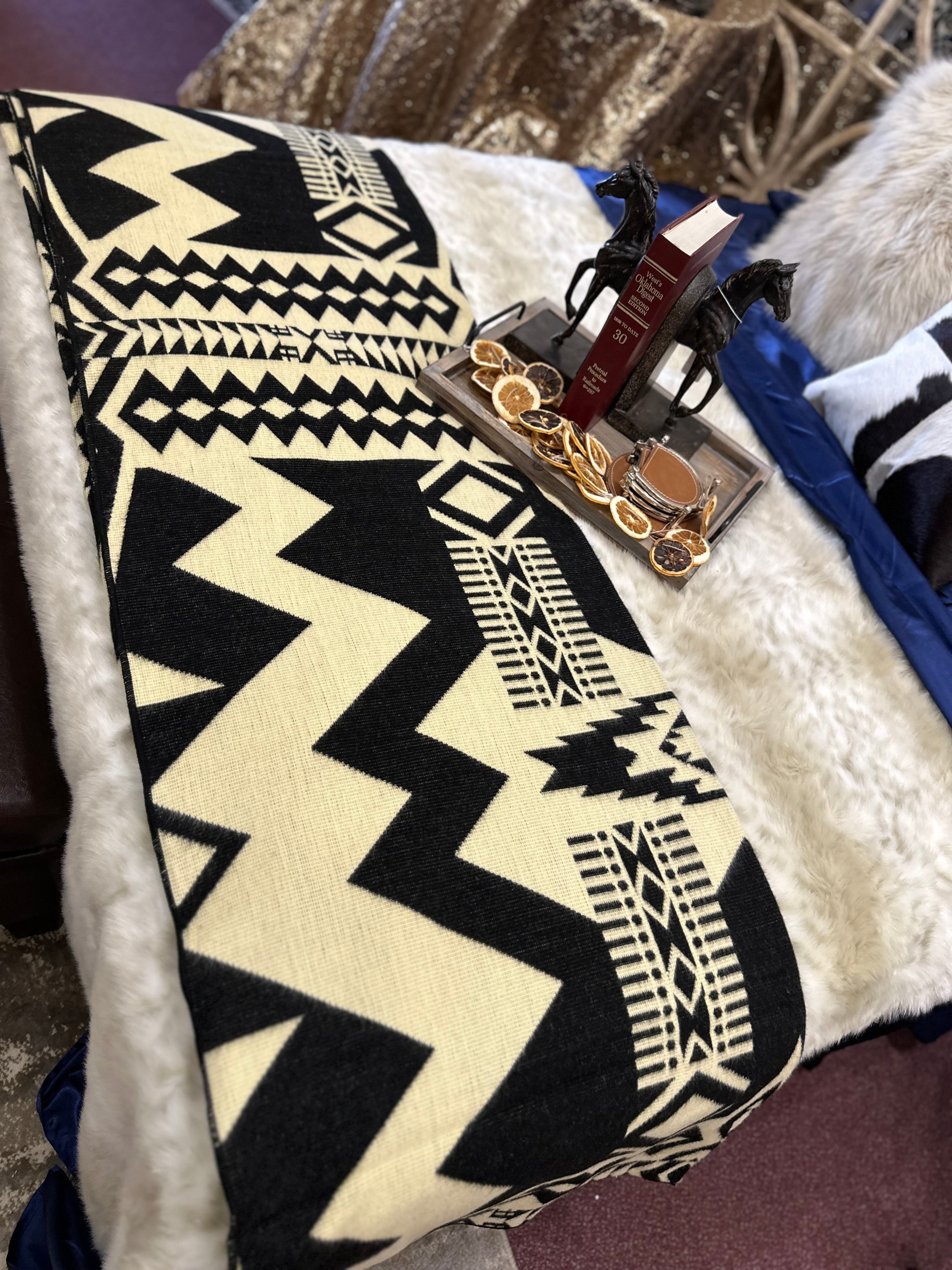 Aztec Awa Black and Natural Blanket