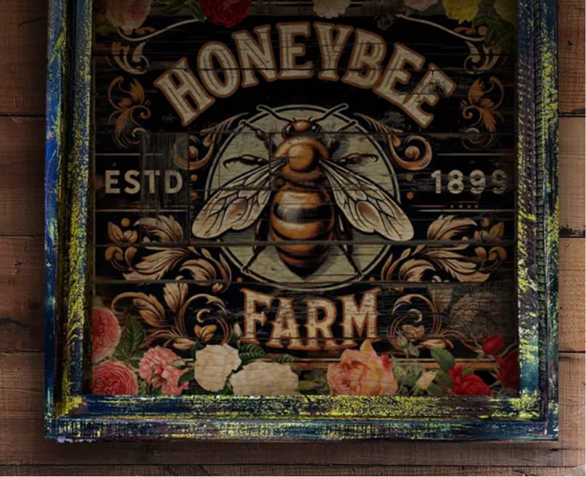 Rustic Boho Honey Bee Distressed Frame