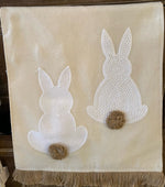 Load image into Gallery viewer, Linen Look Emroidered Fringed Bunny Table Runner
