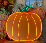Load image into Gallery viewer, New! Neon Light Up Orange Pumpkin with Easel &amp; Stake

