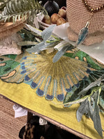 Load image into Gallery viewer, Tropical Leaves Beaded Runner and Banded Turquoise Green Runner Summer Decor
