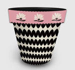 Load image into Gallery viewer, Pink, Black and White Design Outdoor Pots Zig Zag Pattern
