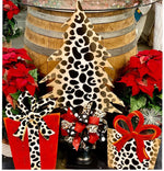 Load image into Gallery viewer, Leopard Christmas Trees Set of 3 Metal Outdoor Stakes
