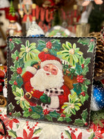 Load image into Gallery viewer, Santa with Holly &amp; Red Berries Buffalo Check Pattern
