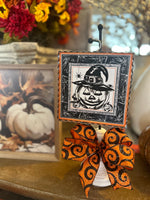 Load image into Gallery viewer, Mini Jack-o-lantern Shimmering Mini Print in Black and Orange
