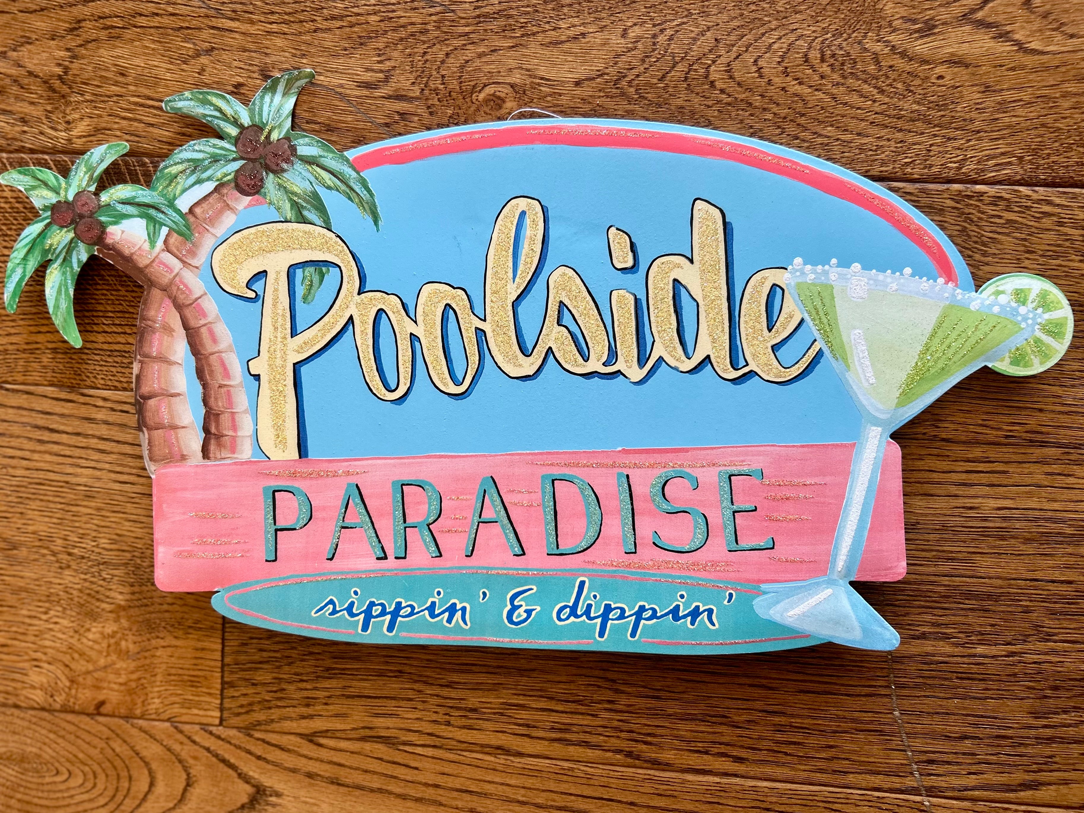 Poolside Paradise Metal Stake with Attached Easel