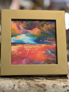 He Has Great Plans For You Gold Wood Framed Shimmering Picture