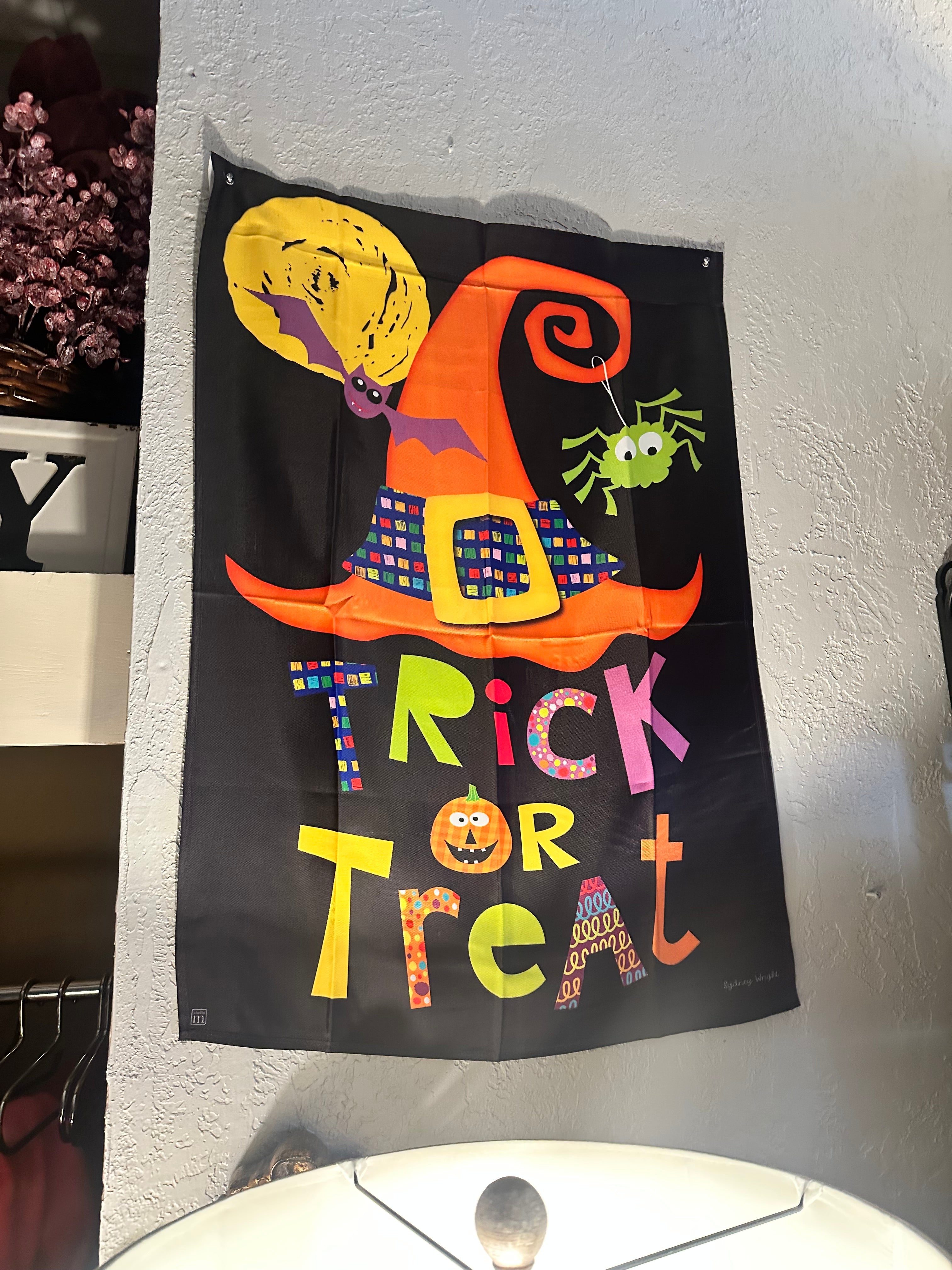 Large Black Orange Witch’s Hat Trick or Treat Flag Outdoor