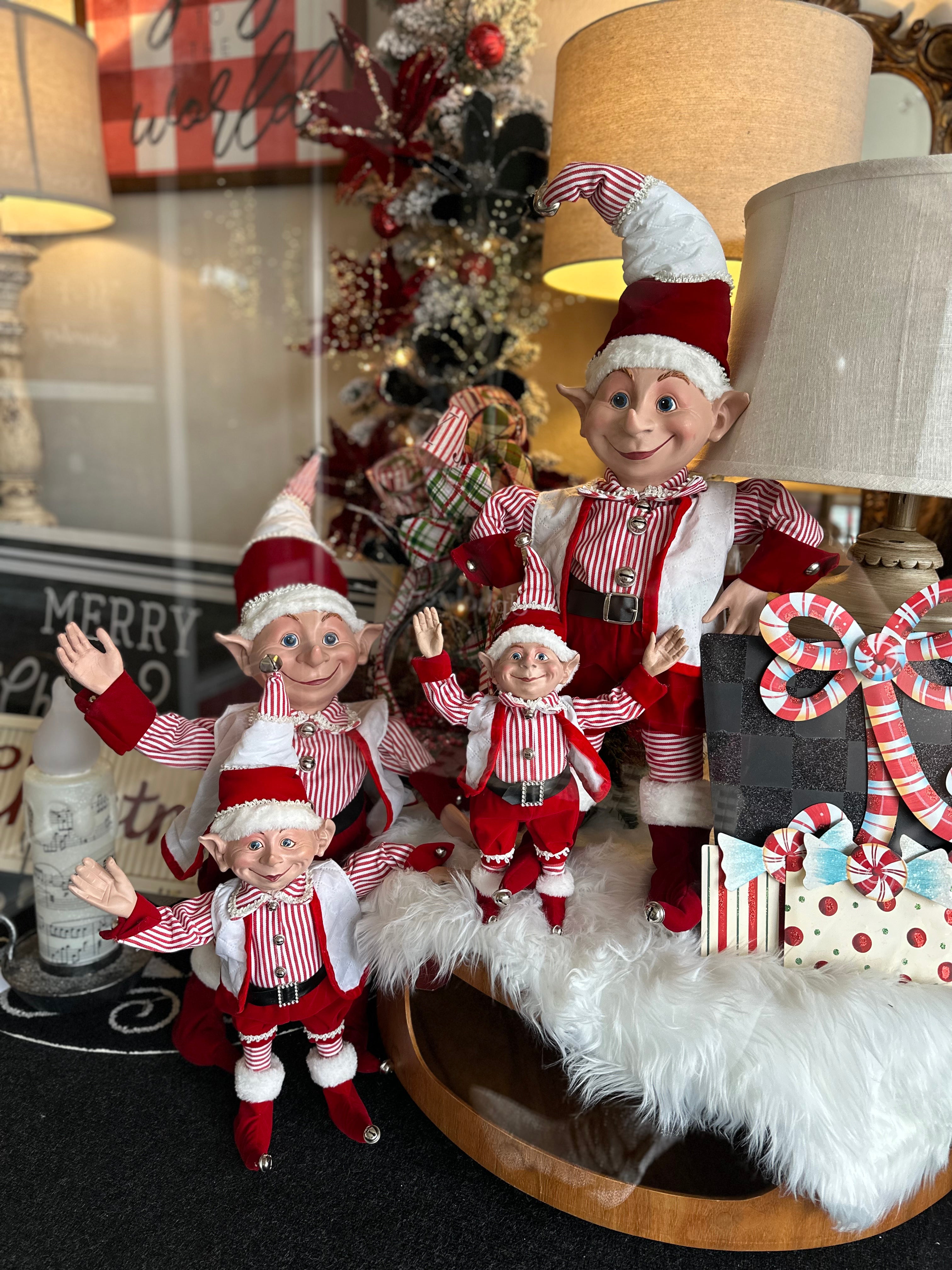 Posable Red & White Elf 22” with Bells