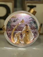 Load image into Gallery viewer, White and Gold Ornament Holy Family Snow Globe
