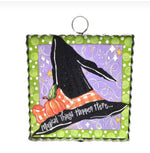 Load image into Gallery viewer, Witch Hat Mini Print with Galvanized Frame Magical Things Happen Here
