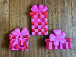 Load image into Gallery viewer, Red &amp; Pink Packages Metal Outdoor/Indoor Stake Christmas Set of 3
