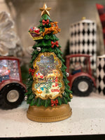 Load image into Gallery viewer, Musical 🎵Christmas Tree Snow Globe with Santa Flying and Reindeer
