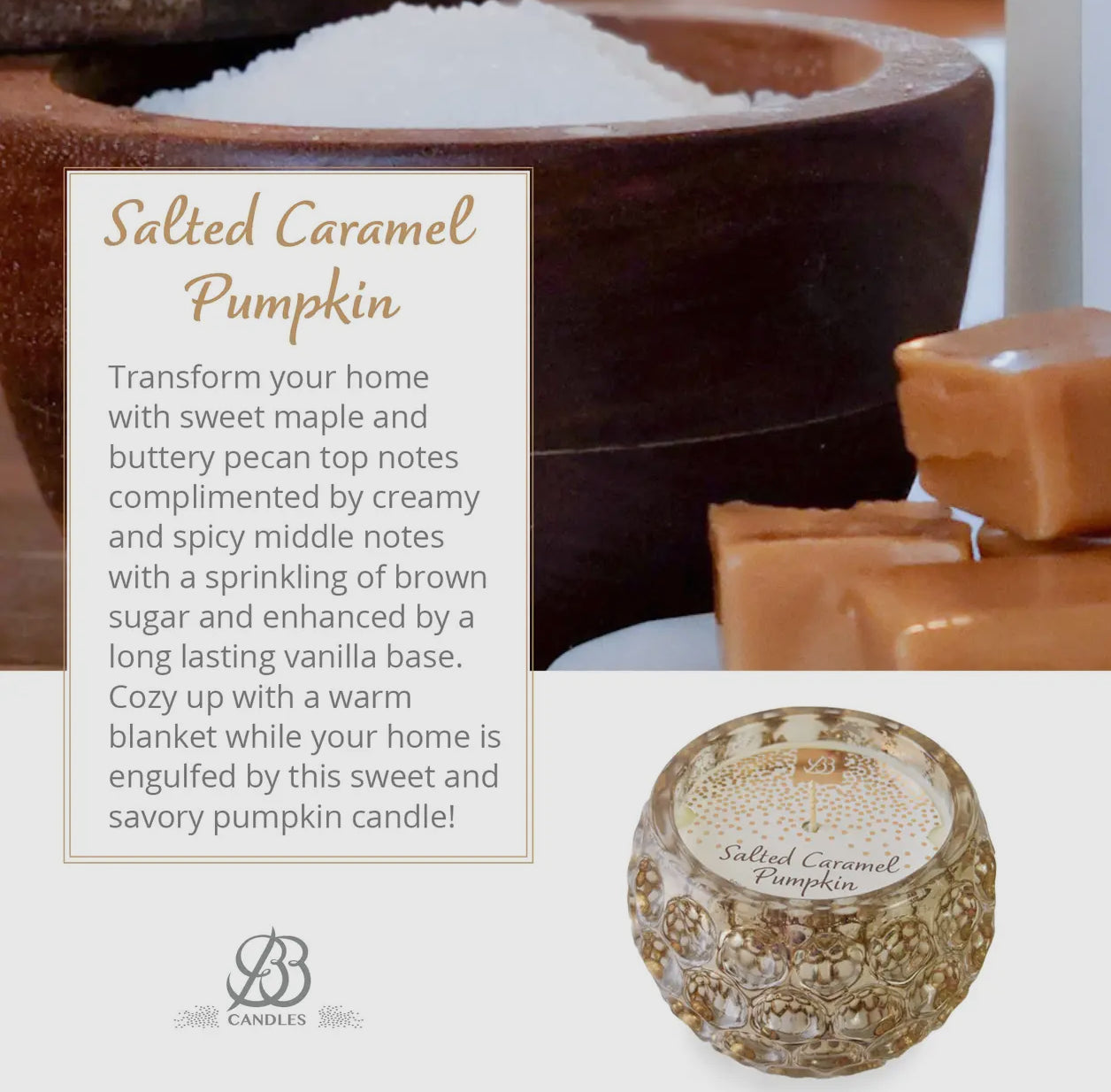 New Scent! Salted Caramel Pumpkin 9oz Soy Candle