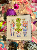 Load image into Gallery viewer, Nutcrackers in Blue, White, &amp; Green Topiary Mini Print
