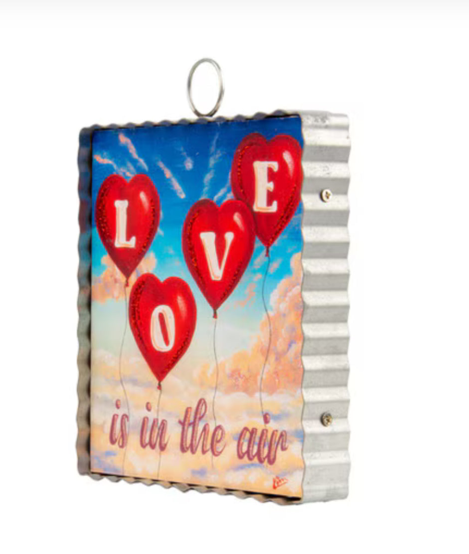 Valentine's Day: Red Love is in the Air Heart Galvanized Edge Frame