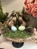Load image into Gallery viewer, Pair of Bunnies Aged Gold with Bronze Weighted Bookends
