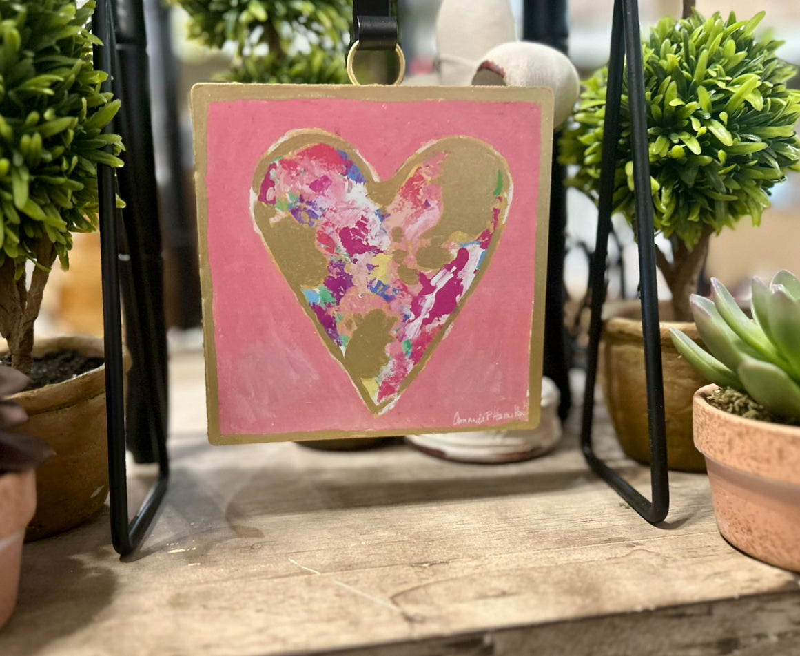 Valentine's Day: Pink and Gold Mini Print with Gold Frame